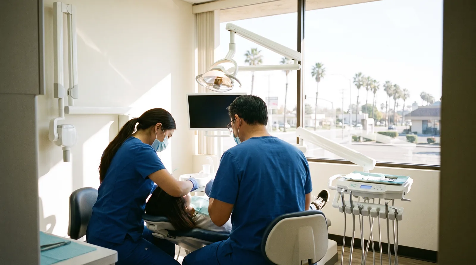 Dental team at work in a Fullerton treatment room