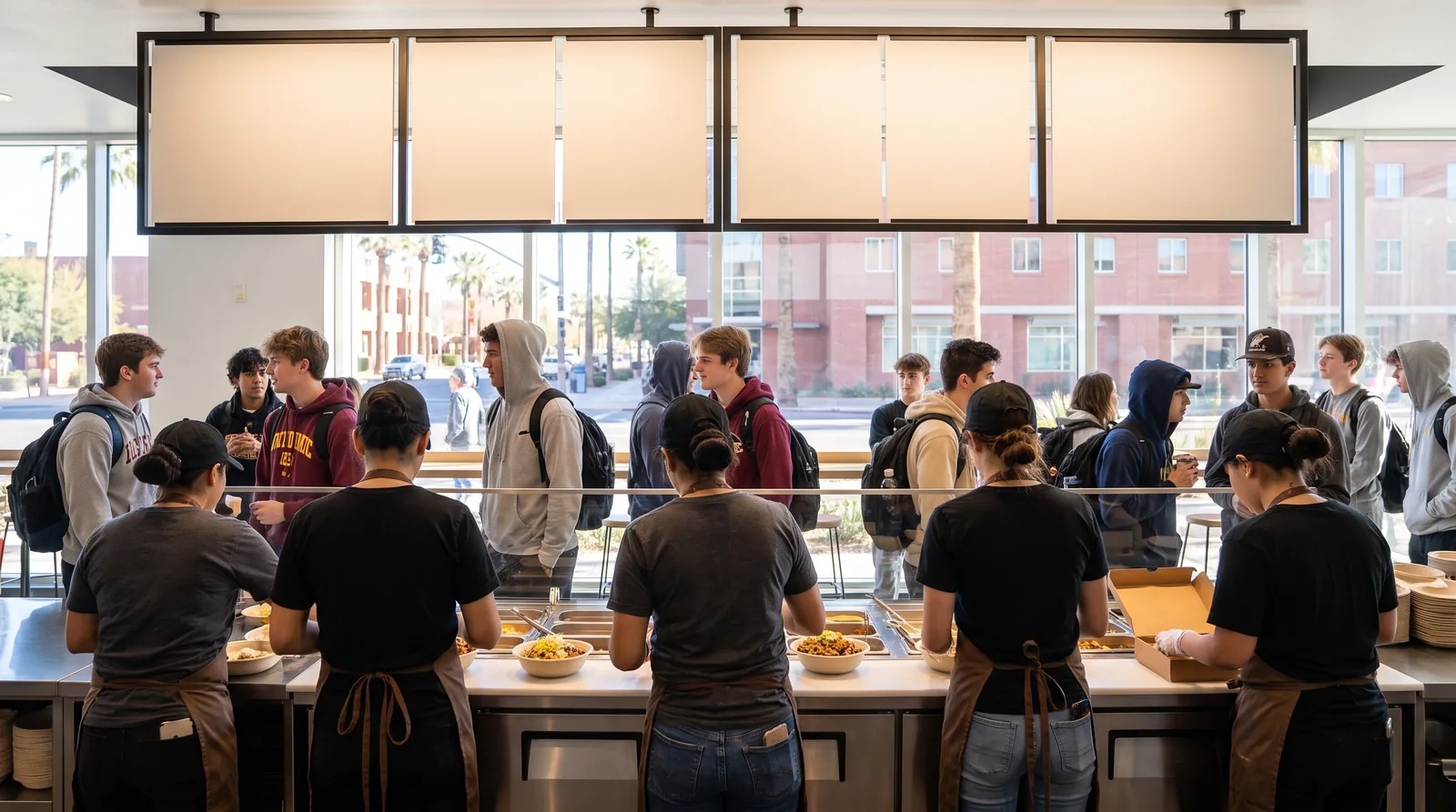 Fast-casual restaurant counter near the university in Tempe