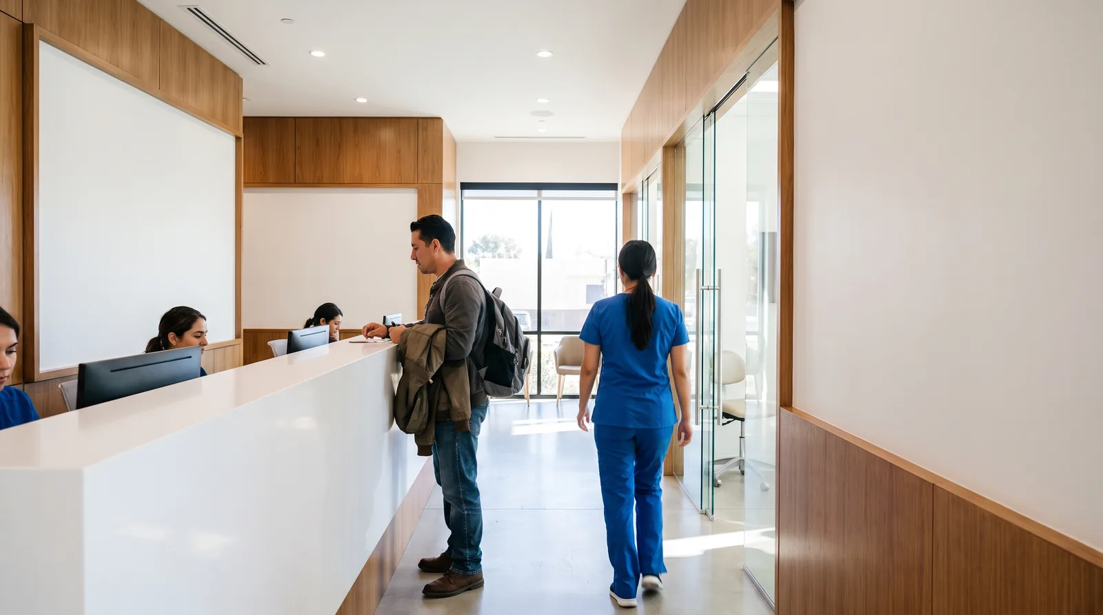 Front desk of a modern dental practice in Santa Ana